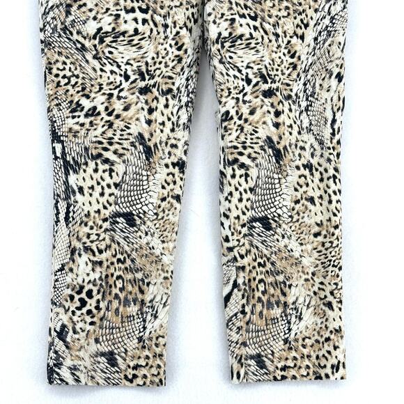 Chico's Pants Women Size 8 Multicolor Slim Fit Stretch Leopard Print 60 Rayon - Picture 5 of 14